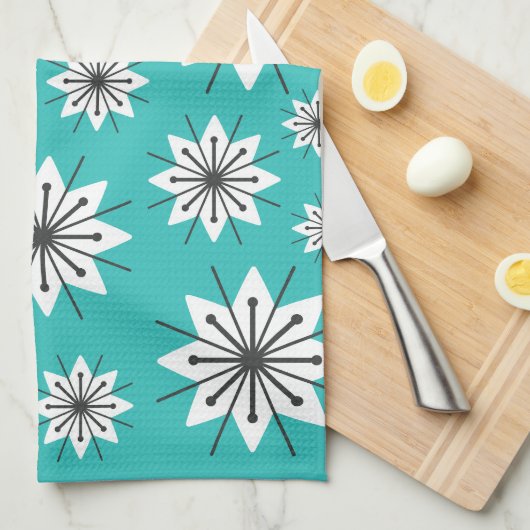 Moderne Schneeflocken Türkis Geschirrtuch (Viertel Falte)