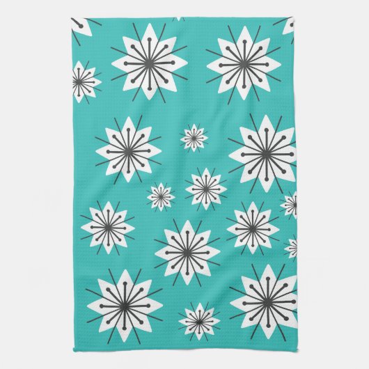 Moderne Schneeflocken Türkis Geschirrtuch (Vertikal)