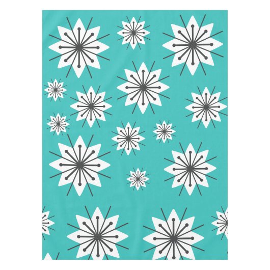 Moderne Schneeflocken Türkis Tischdecke (Vorderseite)