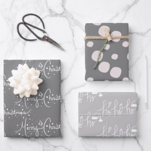 Moderne Schneeflocken Weihnachten Schnee Schneeflo Geschenkpapier Set