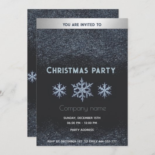 Moderne Schneeflocken - Weihnachtsfest im Unterneh Einladung (Vorne/Hinten)