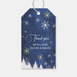 Moderne Schneeflocken Winter Navy und Gold Geschenkanhänger