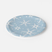 Moderne Schneeflocken Winterurlaub-Papierplatte Pappteller (Schrägansicht)
