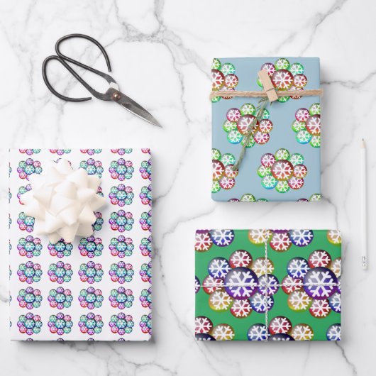 Moderne Schneeflockenpapier-Papierblätter Geschenkpapier Set (Vorderseite)