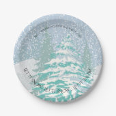 Moderne Schneehochbaum-ÄNDERFARBE Pappteller (Vorderseite)