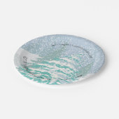 Moderne Schneehochbaum-ÄNDERFARBE Pappteller (Schrägansicht)