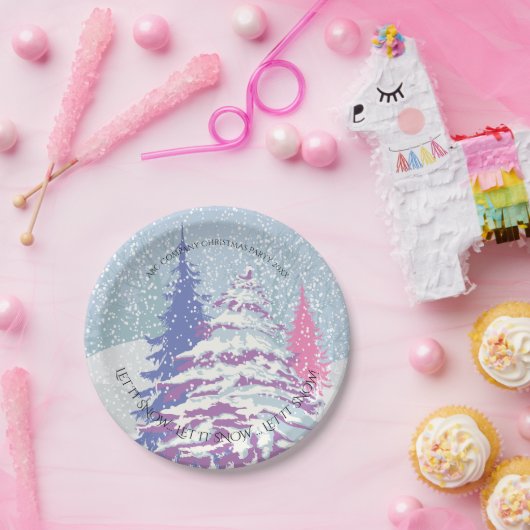 Moderne Schneehochbaum-ÄNDERFARBE Pappteller (Party)