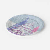 Moderne Schneehochbaum-ÄNDERFARBE Pappteller (Schrägansicht)