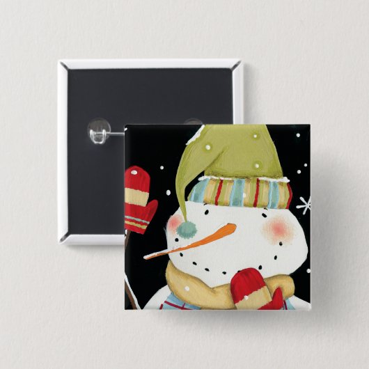 Moderne Schneemänner mit Handschuhen Button (Vorne & Hinten)