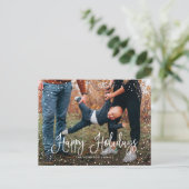 Moderne Schneeschrift 2 Foto Feiertagspostkarte (Stehend Vorderseite)