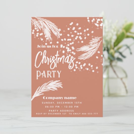 Moderne, schneeweiße Kiefernäste Einladung (Stehend Vorderseite)