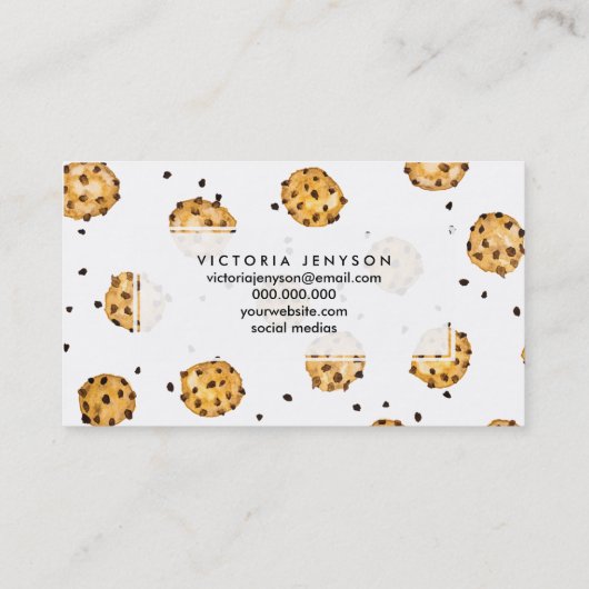 Moderne Schokoladenkekse mit einem Aquarellmuster Visitenkarte (Rückseite)