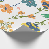 Moderne schöne Blumenmuster Rosa gelb grün Geschenkpapier (Ecke)