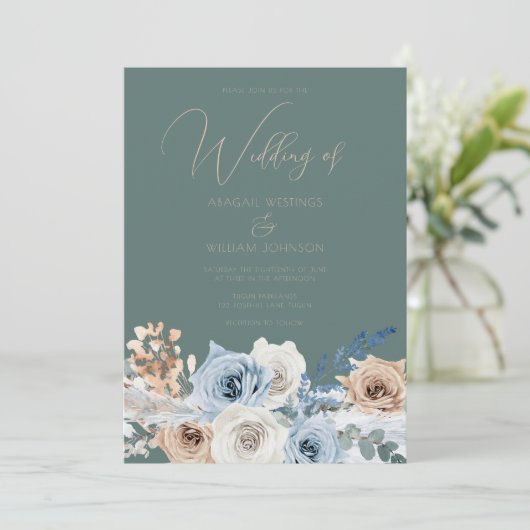 Moderne schöne Boho Elegante Hochzeit Einladung (Stehend Vorderseite)