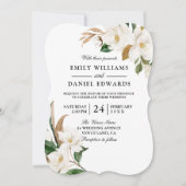 Moderne schöne weiße Blumenhochzeit Einladung (Vorderseite)