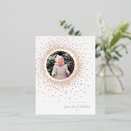 Moderne schöne Winterschneedecke Postkarte (Stehend vorne)