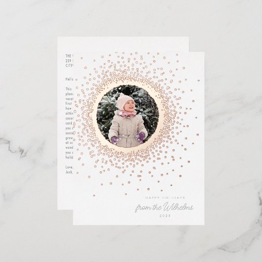 Moderne schöne Winterschneedecke Postkarte (Vorderseite/Rückseite)