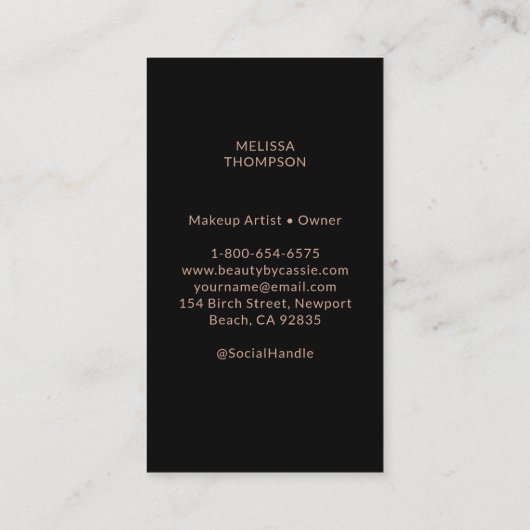 Moderne Schönheit Makeup Haar Nägel Pfirsich Pink Visitenkarte (Rückseite)