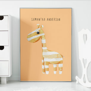 Moderne Schönheit Orange Giraffe Mit Namen Poster