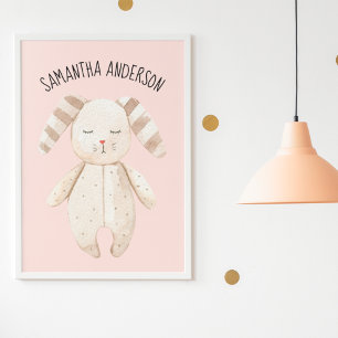 Moderne Schönheit Pastell Pink Bunny mit Namen Poster
