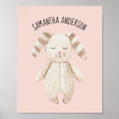 Moderne Schönheit Pastell Pink Bunny mit Namen Poster (Vorne)