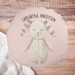 Moderne Schönheit Pastell Pink Bunny mit Namen Rundes Kissen<br><div class="desc">Moderne Schönheit Pastell Pink Bunny mit Namen</div>