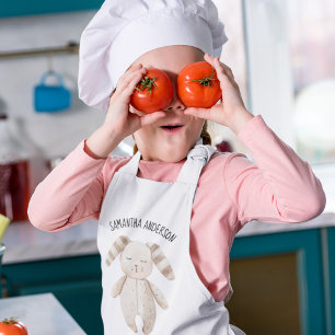 Moderne Schönheit Pastell Rosa Hase mit Namen Kinderschürze