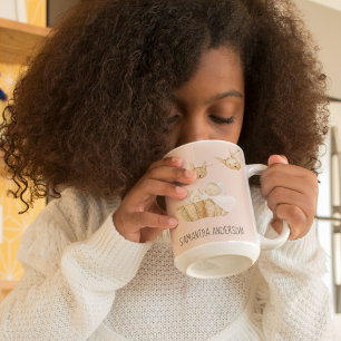 Moderne Schönheit Pastell Rosa Kindername Zweifarbige Tasse