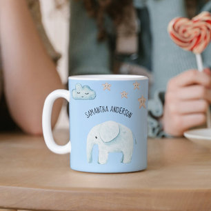 Moderne Schönheit Pastellblauer Elefant & Sterne K Kaffeetasse