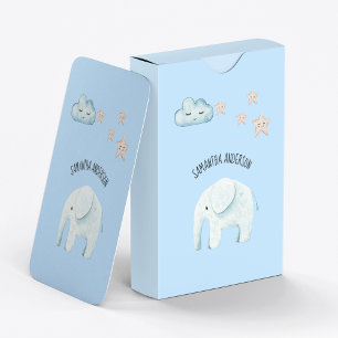 Moderne Schönheit Pastellblauer Elefant & Sterne K Spielkarten