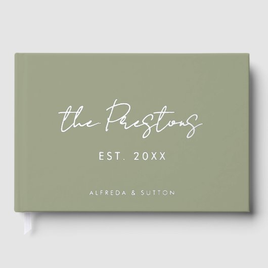 Moderne Schönheitsfeier Grün & Silberfolie Gästebuch (Vorderseite)