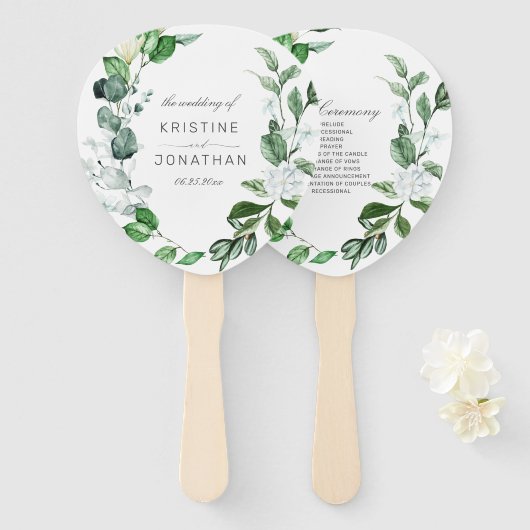 Moderne Schönheitskraut Weiße Blumenhochzeit Fächer (Vorne und Hinten)