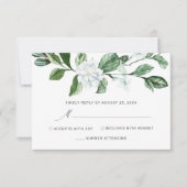 Moderne Schönheitskraut Weiße Blumenhochzeit RSVP Karte (Vorderseite)