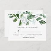 Moderne Schönheitskraut Weiße Blumenhochzeit RSVP Karte (Vorne/Hinten)