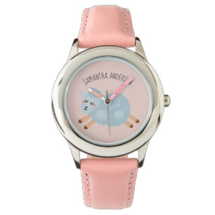 Moderne Schönheitspastel rosa Schafe und Name der  Armbanduhr