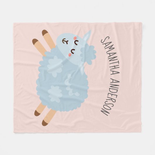 Moderne Schönheitspastel rosa Schafe und Name der Fleecedecke (Vorderseite (Horizontal))