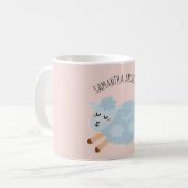 Moderne Schönheitspastel rosa Schafe und Name der  Kaffeetasse (Vorderseite Links)