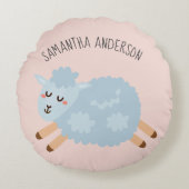 Moderne Schönheitspastel rosa Schafe und Name der Rundes Kissen (Vorderseite)