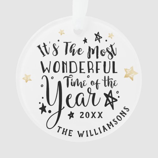 Moderne schönste Zeit des Jahres Foto Ornament (Vorderseite)