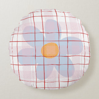Moderne schottische Muster mit floralem Blau rosa Rundes Kissen