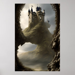 Moderne schottische Schlossfantasie auf einer Klip Poster