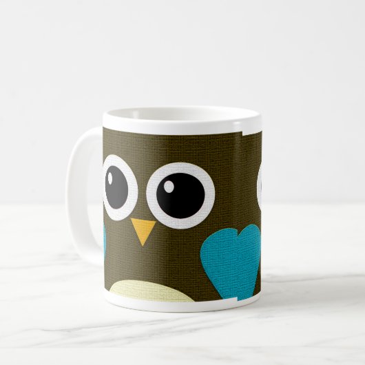 Moderne Schrei-Eulen-Tasse Kaffeetasse (Vorderseite Links)