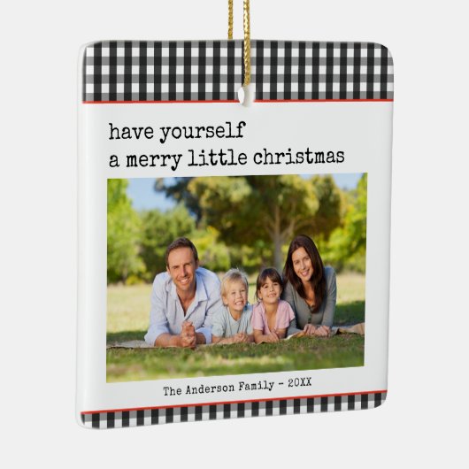 Moderne Schreibmaschine Merry Little Christmas Fot Keramikornament (Rechts)