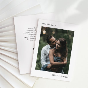 Moderne Schreibmaschine   Schwarzweiß und QR-Code Save The Date