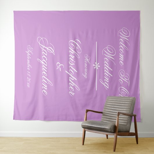 Moderne Schreibschrift Chic Mauve Hintergrund Wandteppich (Beispiel (Horizontal))