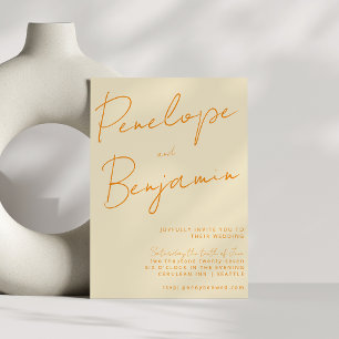 Moderne Schreibschrift Handschrift Orange Creme Ho Einladung