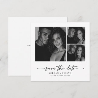 Moderne Schreibschrift Schwarzweiß 3 Fotos Save-th Save The Date
