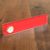 Moderne Schreibtischnamensplatte in Rot mit Uhr Namensplakette (Seite)