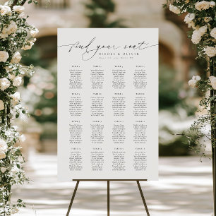Moderne Schrift 16 Tische Willkommen Sitzplan Poster