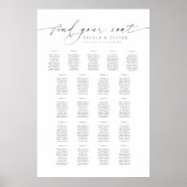 Moderne Schrift 21 Tische Willkommens-Sitzplan Poster (Vorne)